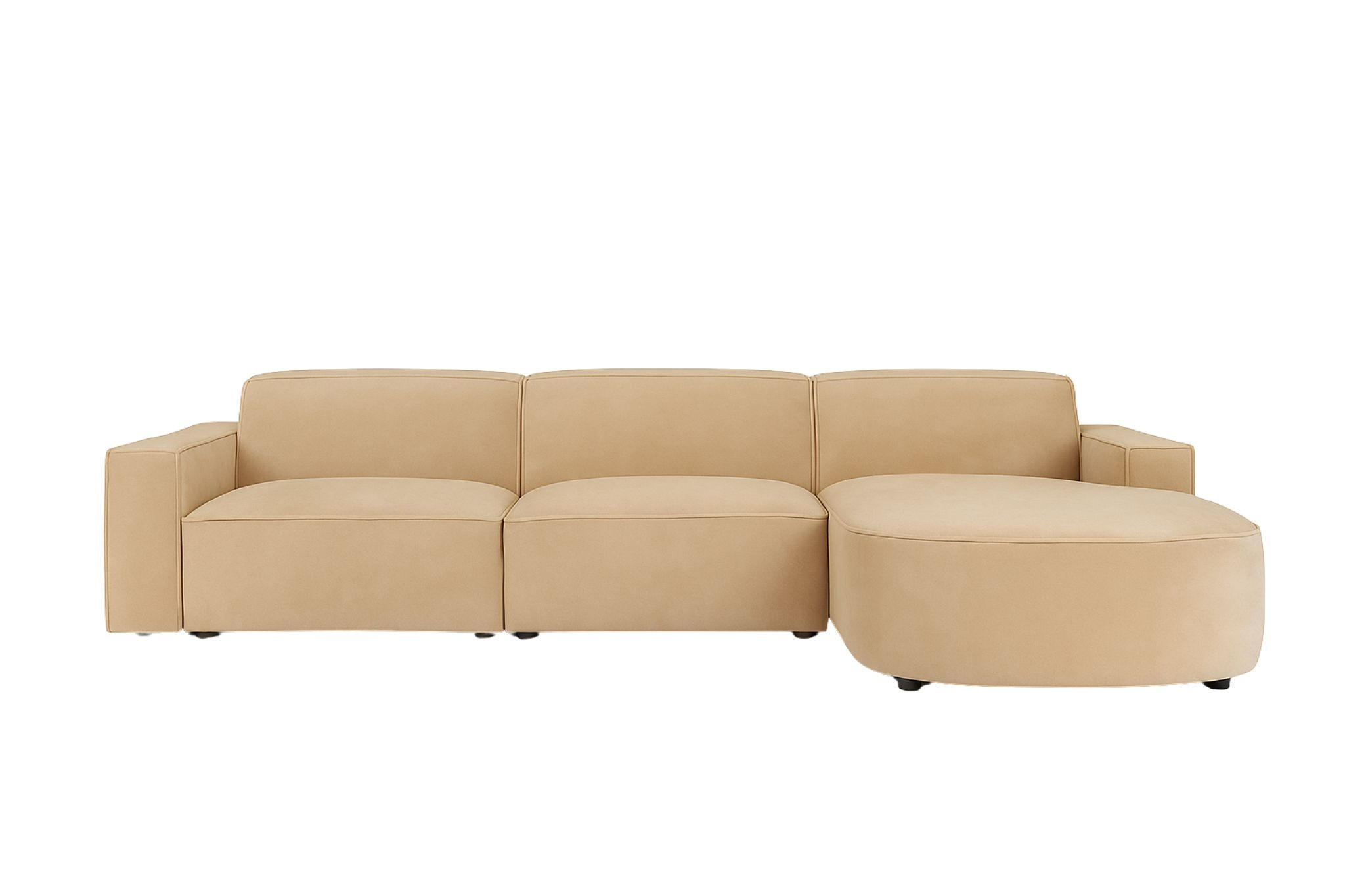 ECKSOFA Cursal Round L-Form, Stoff Salvador, Beige, Rechts - Beige, Holz (284/166cm) - Kaiser Möbel