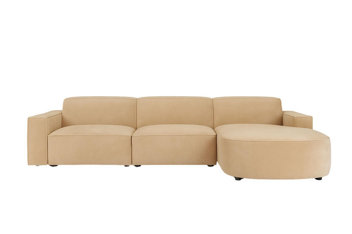 ECKSOFA Cursal Round L-Form, Stoff Salvador, Beige, Rechts - Beige, Holz (284/166cm) - Kaiser Möbel