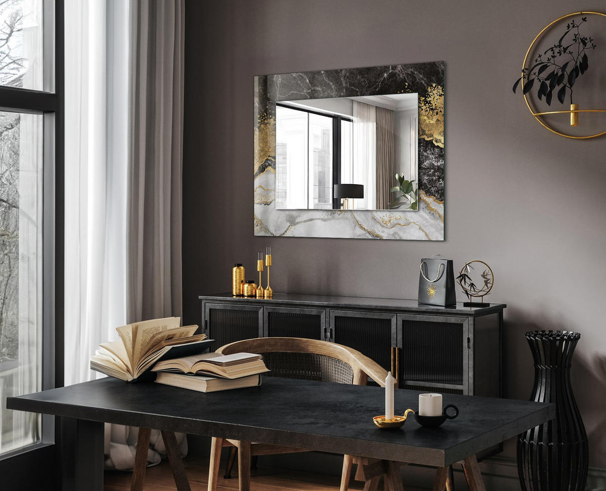 SPIEGEL 80 x 60 cm Rechteckig mit Aufdruck - Schwarz, Glas (80/60/0.4cm) - TULUP