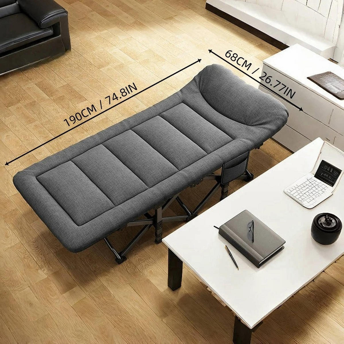 SONNENLIEGE Klappbar Grau für Büro, Outdoor & Garten - Grau, Textil/Metall (190/68cm) - Kaket