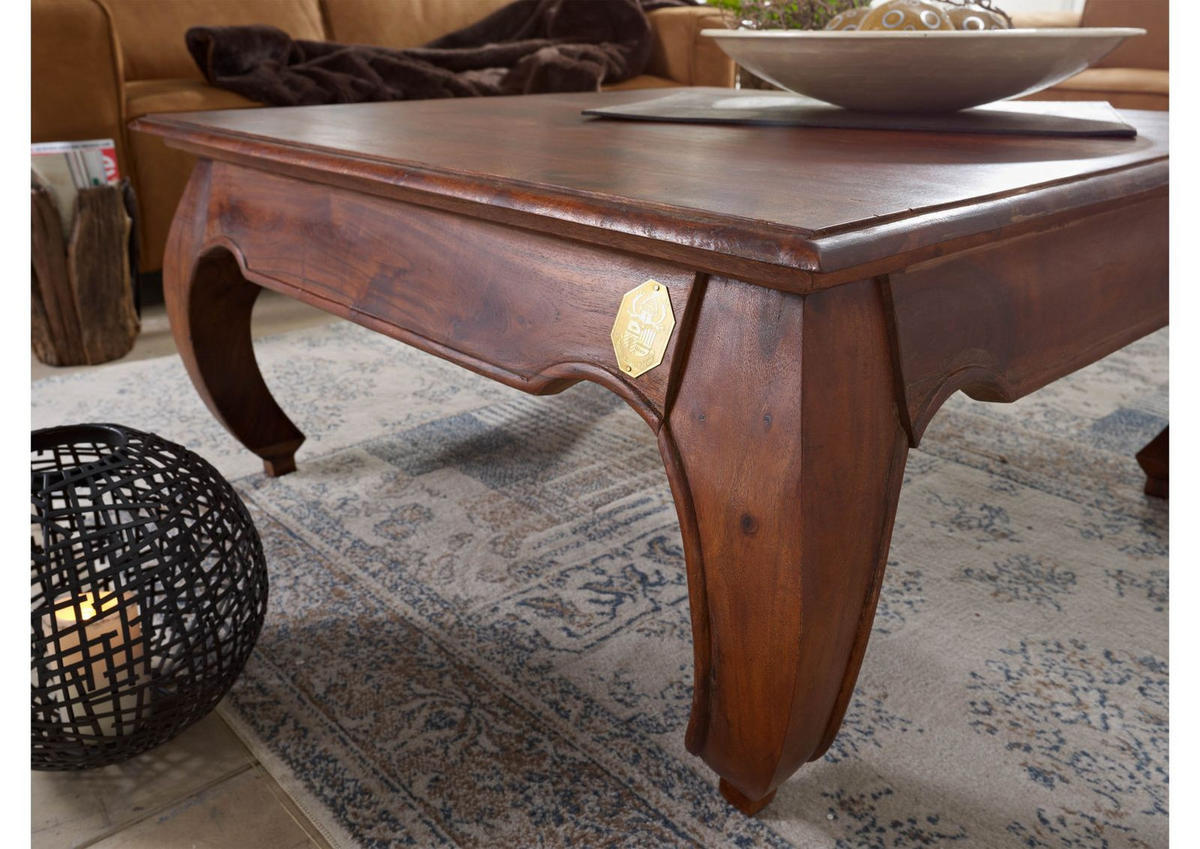 COUCHTISCH Akazie 120x120x40 nougat lackiert OPIUM #624 - Dunkelbraun, Holz (120/120/41cm) - Massivmoebel24