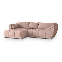 ECKSOFA ORENTI L-S Rosa Velours-Stoff mit Schlaffunktion - Rosa, Holz (287/182cm) - MASSENO