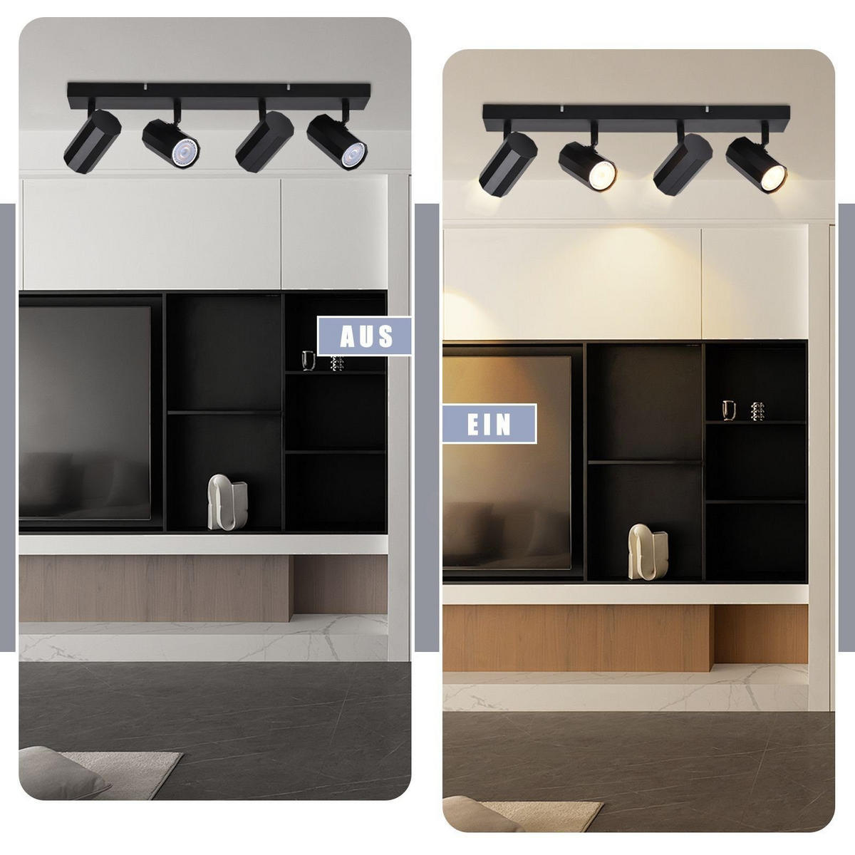 STRAHLER Inga 4-flammig 53/11/3 cm - Schwarz, Metall (53/11/3cm) - Nettlife