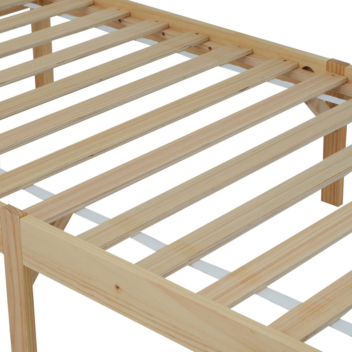 RAHMENBETT 90/200 cm Kiefernholzrahmen mit Kopf- und Fußteil in Weiß und Natur - Naturfarben, Holz (140/200cm) - OKWISH