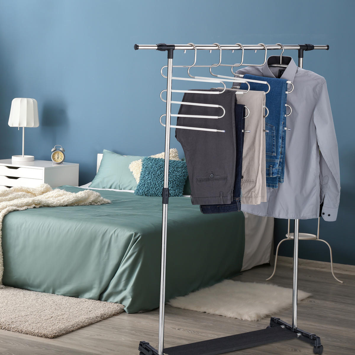 4XVEČNAMENSKI hlačnik - večbarvno, kovina/umetna masa (32.5/38/1cm) - Relaxdays