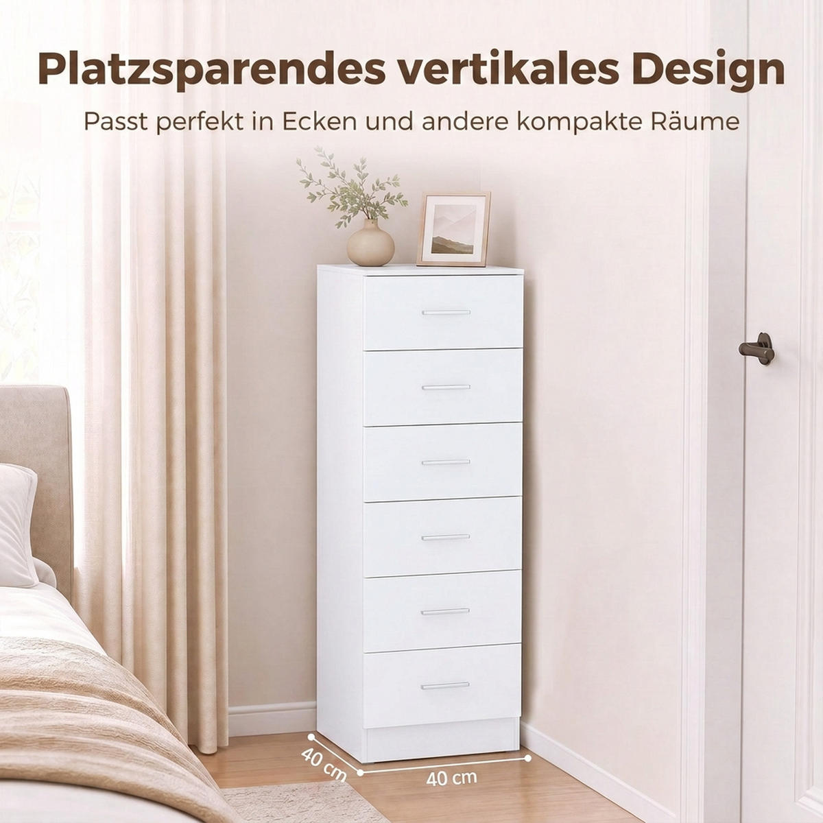 KOMODA MDF bílá - bílá/stříbrná, kov/kompozitní dřevo (40/110/40cm) - HOMCOM