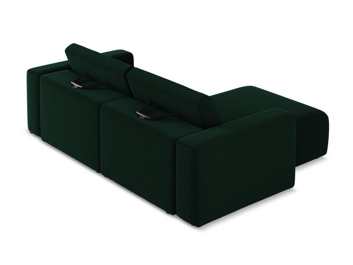 ECKSOFA Links Samt Stoff Grün - Blau/Dunkelgrün, Kunststoff/Textil (167/224cm) - Makamii