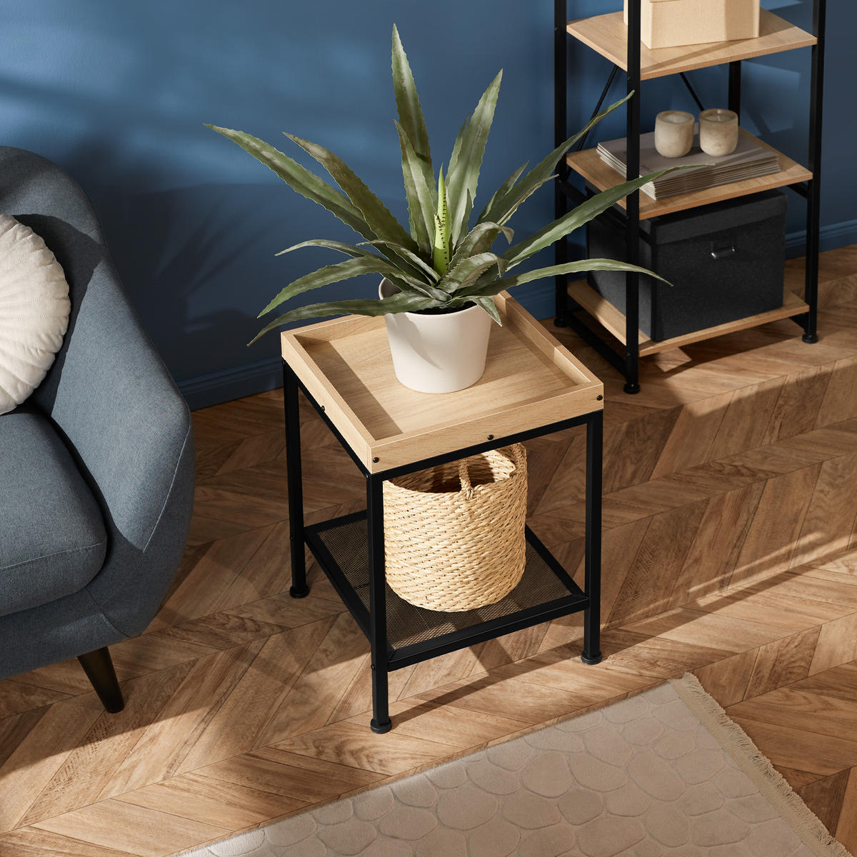 BEISTELLTISCH Rochester,41,5 x 41 x 56 cm,Industrial Holz dunkel, rustikal - Rostfarben, Holz (41.5/41/56cm) - tectake
