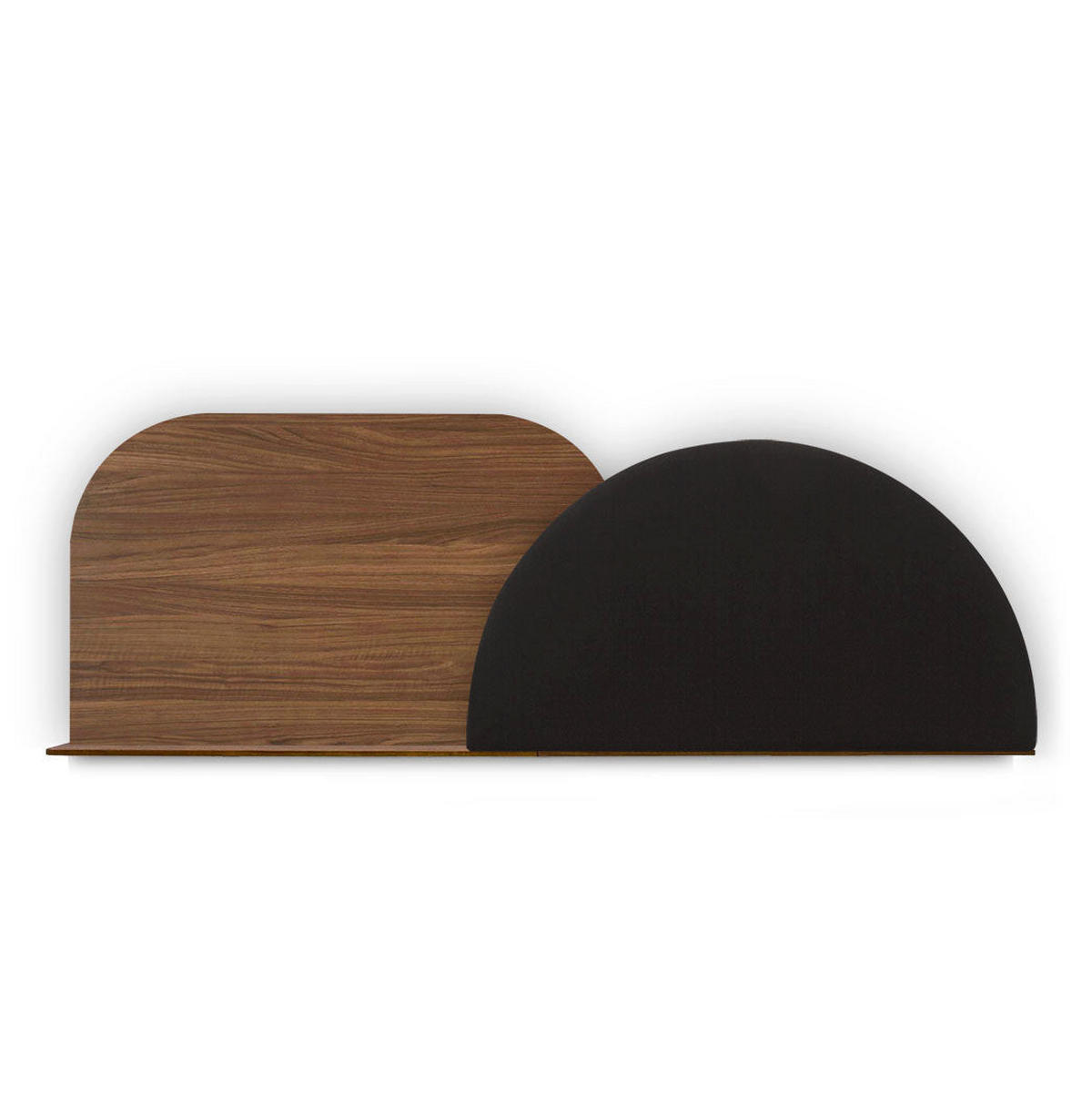 KOPFTEIL Alba mit Licht 180cm - Walnussfarben/Grau, Holz/Textil (180/60/14cm) - Woodendot
