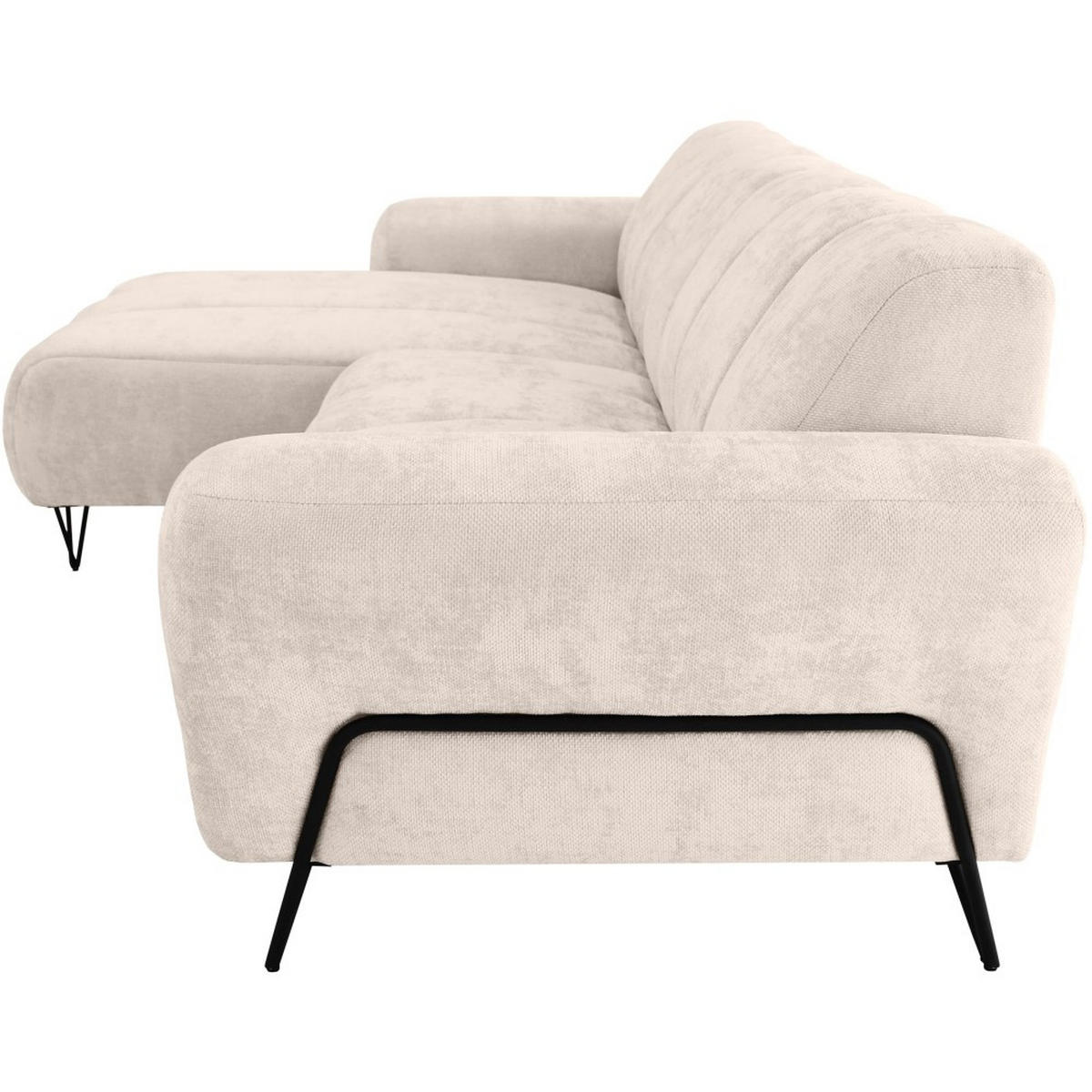 ECKSOFA Volare Mini ohne Schlaffunktion beige links, Vega-Stoff - Beige/Schwarz, Textil/Metall (256/165cm) - Beautysofa