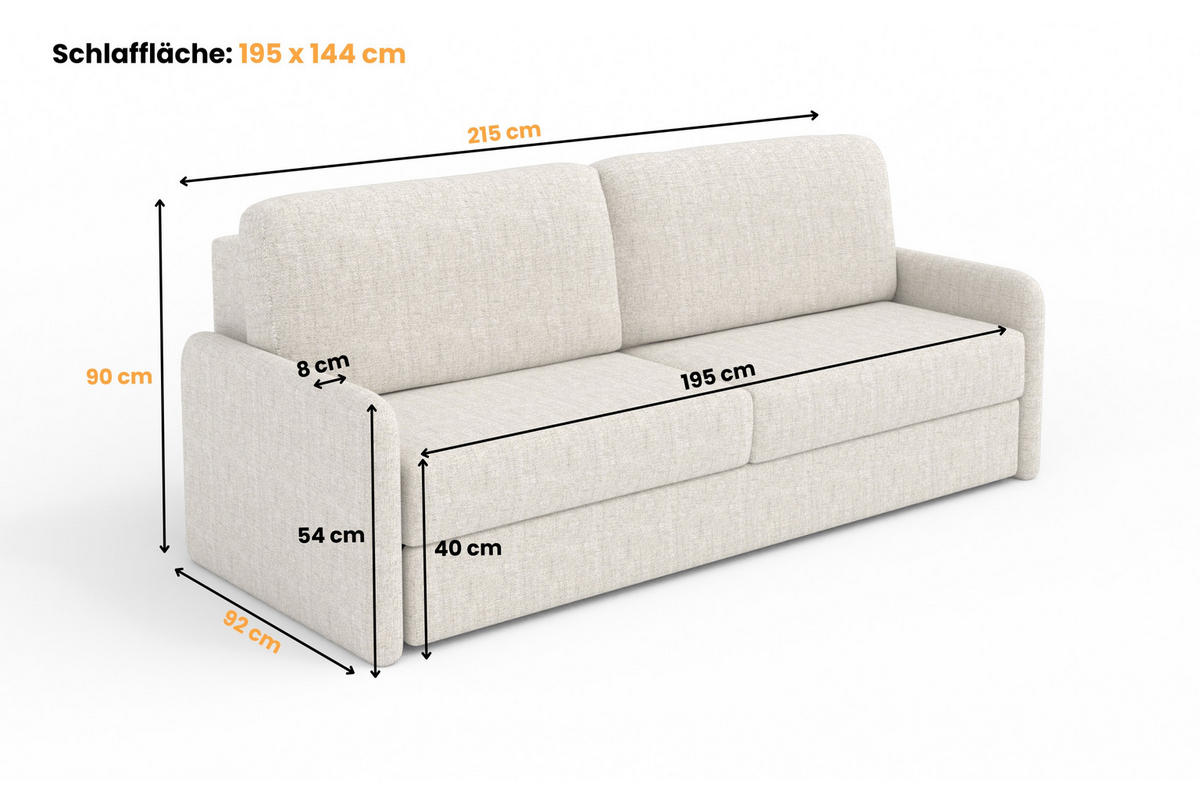2-SITZER SOFA BIANCO 215 cm breit in Stoff Anthrazit - Anthrazit, Holzwerkstoff/Textil (215/90/92cm) - Deine Möbel 24