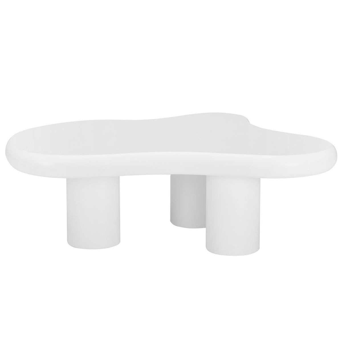 COUCHTISCH aus MDF 97x67x32 cm in Weiß mit Filzunterlagen - Weiß, Holzwerkstoff (97/67/32cm) - Modfu