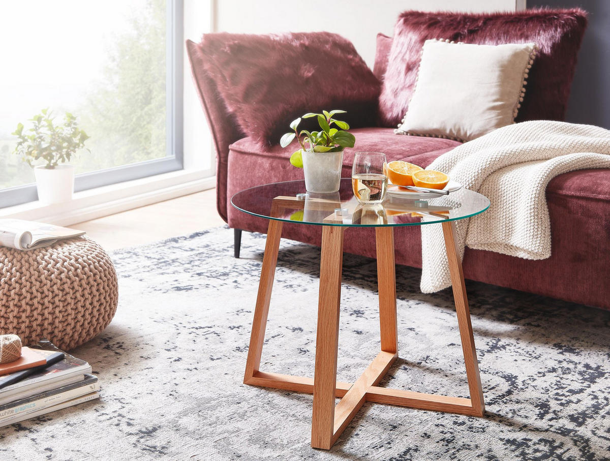 COUCHTISCH BENTE klein Sofatisch - Braun, Glas (58/58/47cm) - tinkaro
