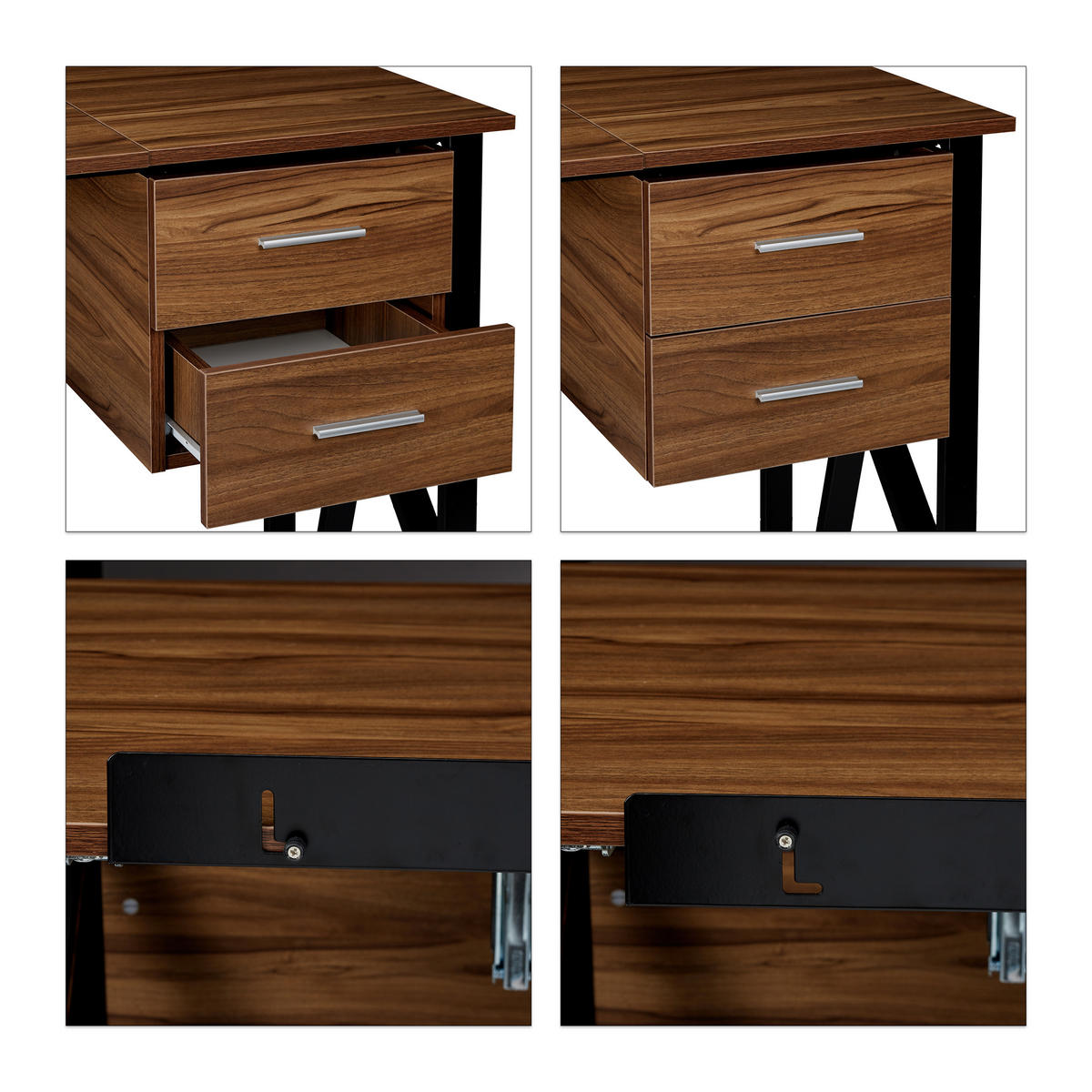 SCHREIBTISCH - Multicolor, Holzwerkstoff/Metall (55/110/75cm) - Relaxdays