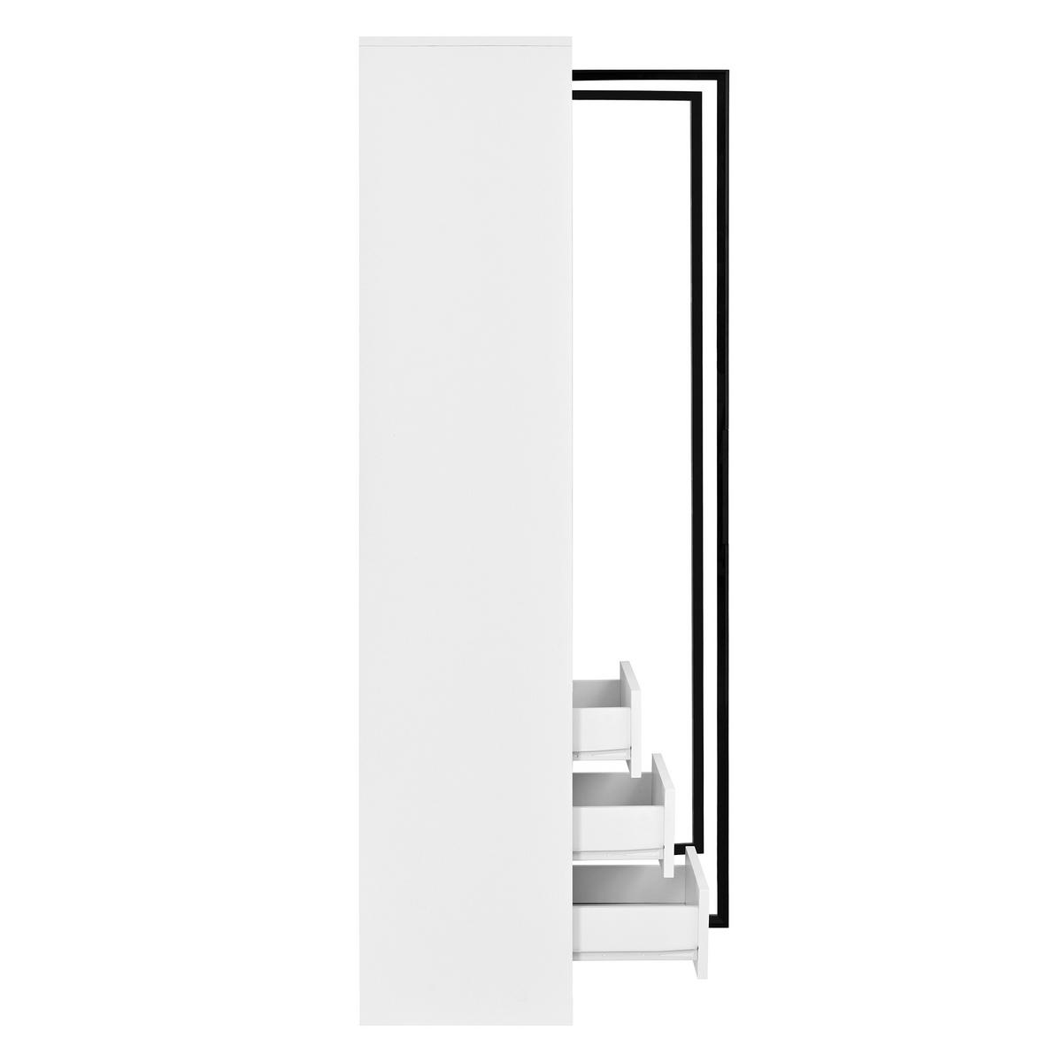 HOCHSCHRANK Weiß mit LED, 3 Schubladen und Glastüren - Weiß, Holzwerkstoff (100/160/35cm) - FLIEKS