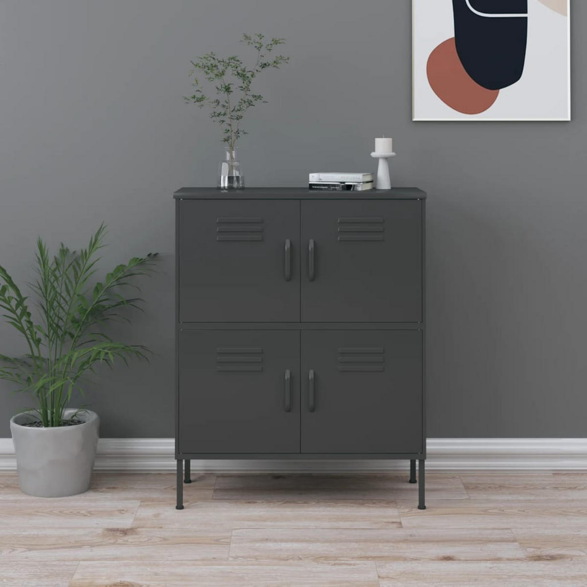 LAGERSCHRANK Anthrazit 80/35/101,5 Cm Stahl - Anthrazit, Metall (35/101.5/80cm) - vidaXL