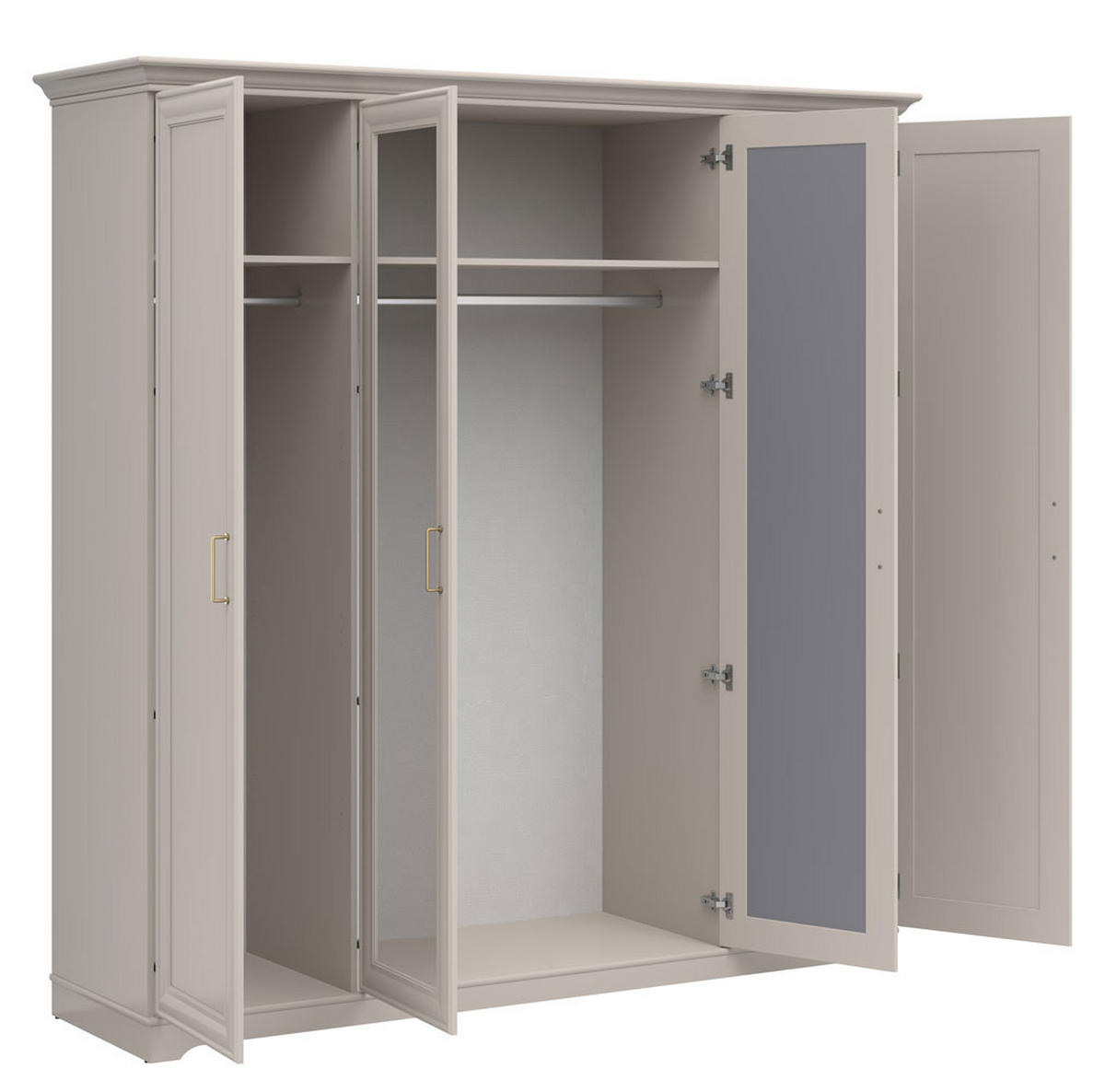 KLEIDERSCHRANK Anga Kaschmir / Spiegel 209,5 / 61 / 216cm - Kaschmir/Goldfarben, Holz/Holzwerkstoff (210/216/61cm) - Feldmann-Wohnen
