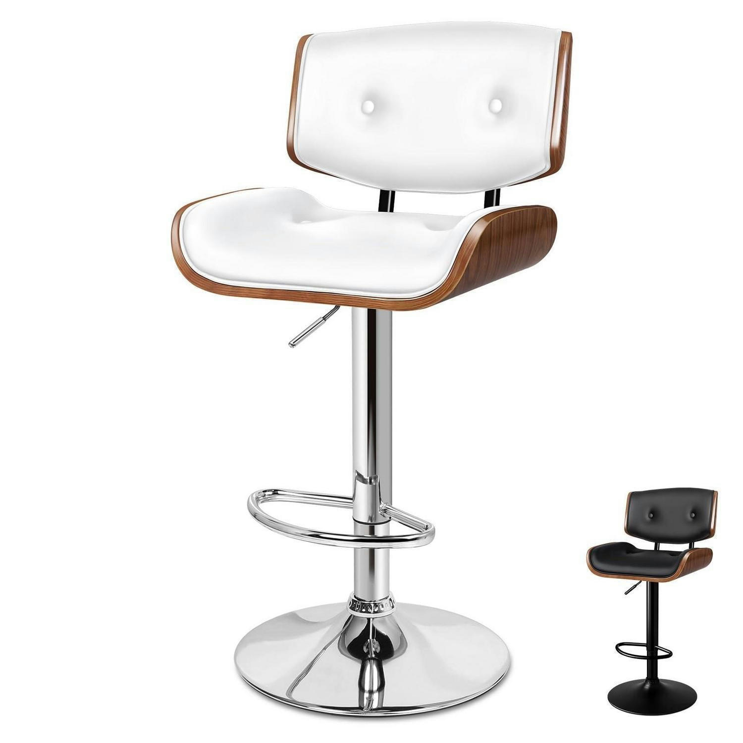 BARHOCKER Odette PU-Leder Weiß mit 360°-Drehung und Höhenverstellung - Weiß, Kunststoff (45/115.5/45cm)