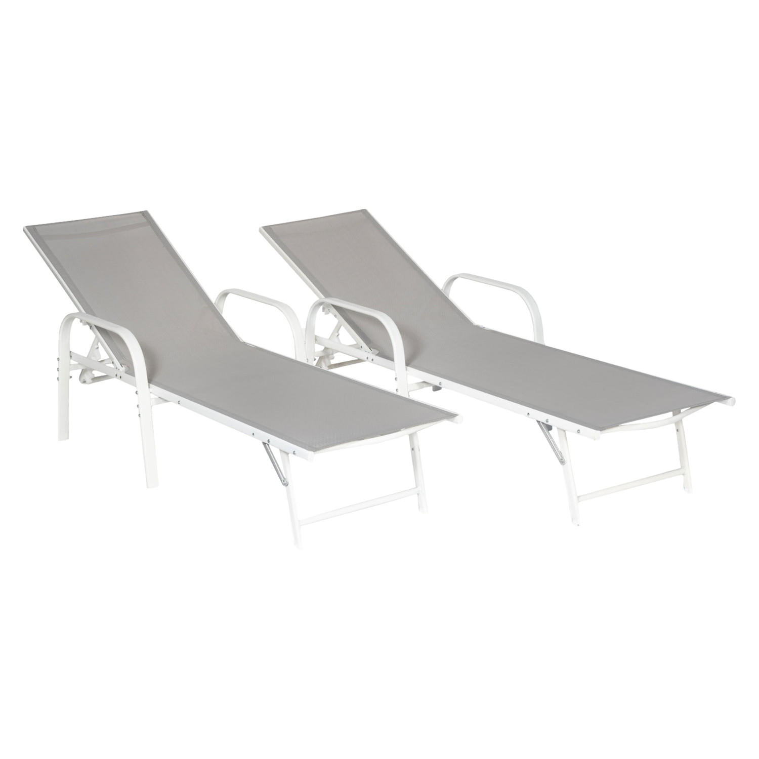 SONNENLIEGEN Sardinia Grau und weiß 2er-Set - Hellgrau, Kunststoff (60.5/87.5/192.5cm) - Happy Garden