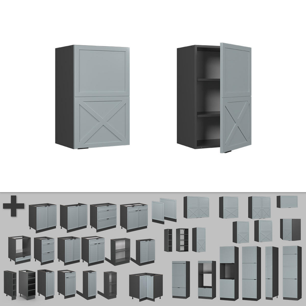 HÄNGESCHRANK Fame-Line Hellblau-grau 45 cm - Anthrazit/Blaugrau, Holzwerkstoff (45/72/34.1cm) - Vicco