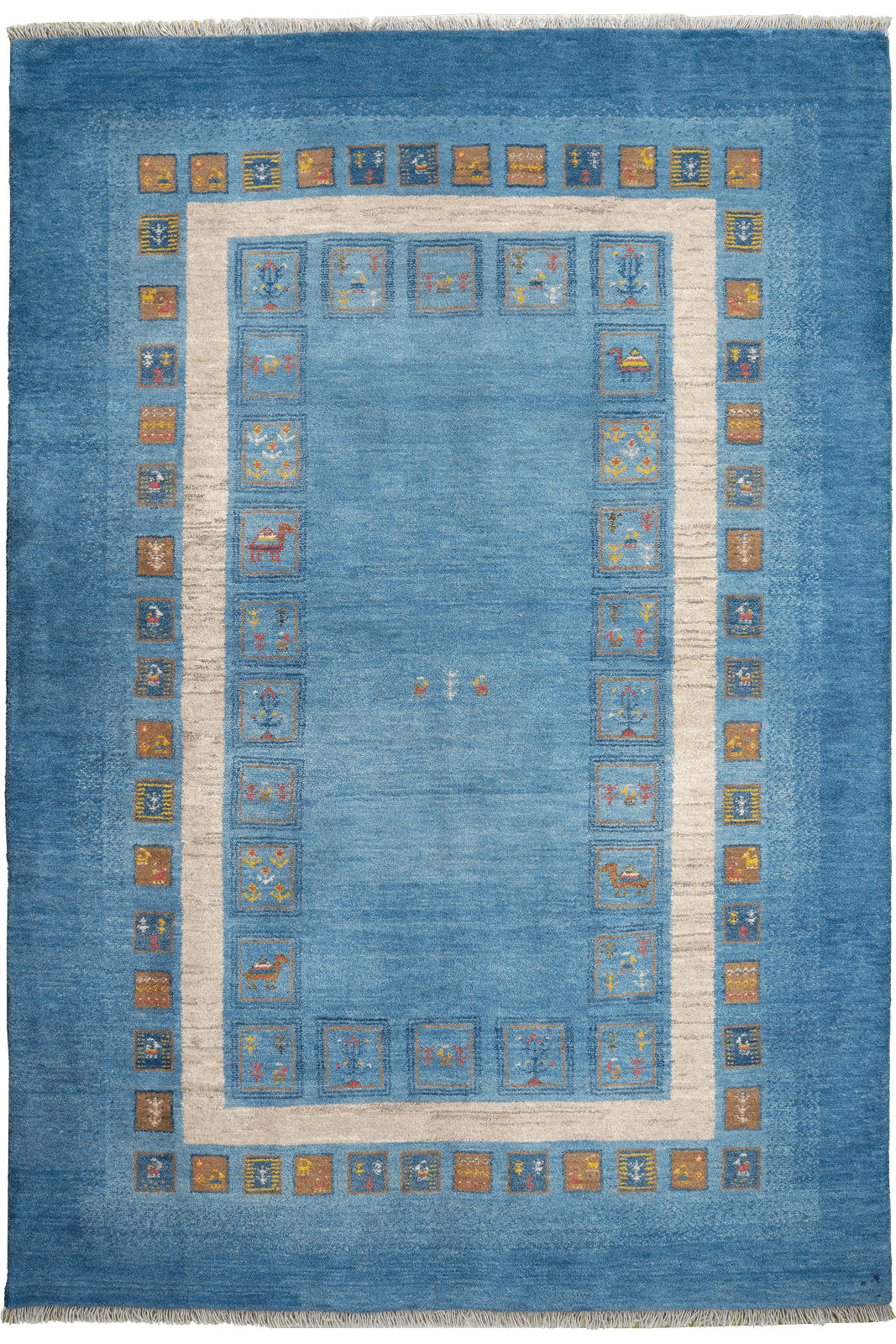 GABBEH-TEPPICH handgeknüpft Rizbaf Blau 247/169 cm Schurwolle - Blau, Textil (169/247cm) - Looma