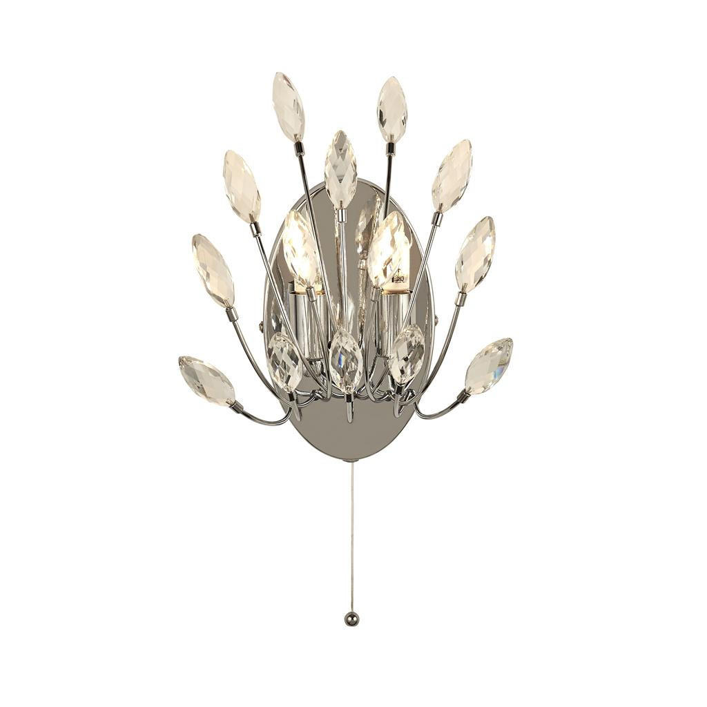 SEARCHLIGHT Peacock 2-flammige Wandleuchte, Kristall - Grau, Glas (14/24/13cm) - SearchLight