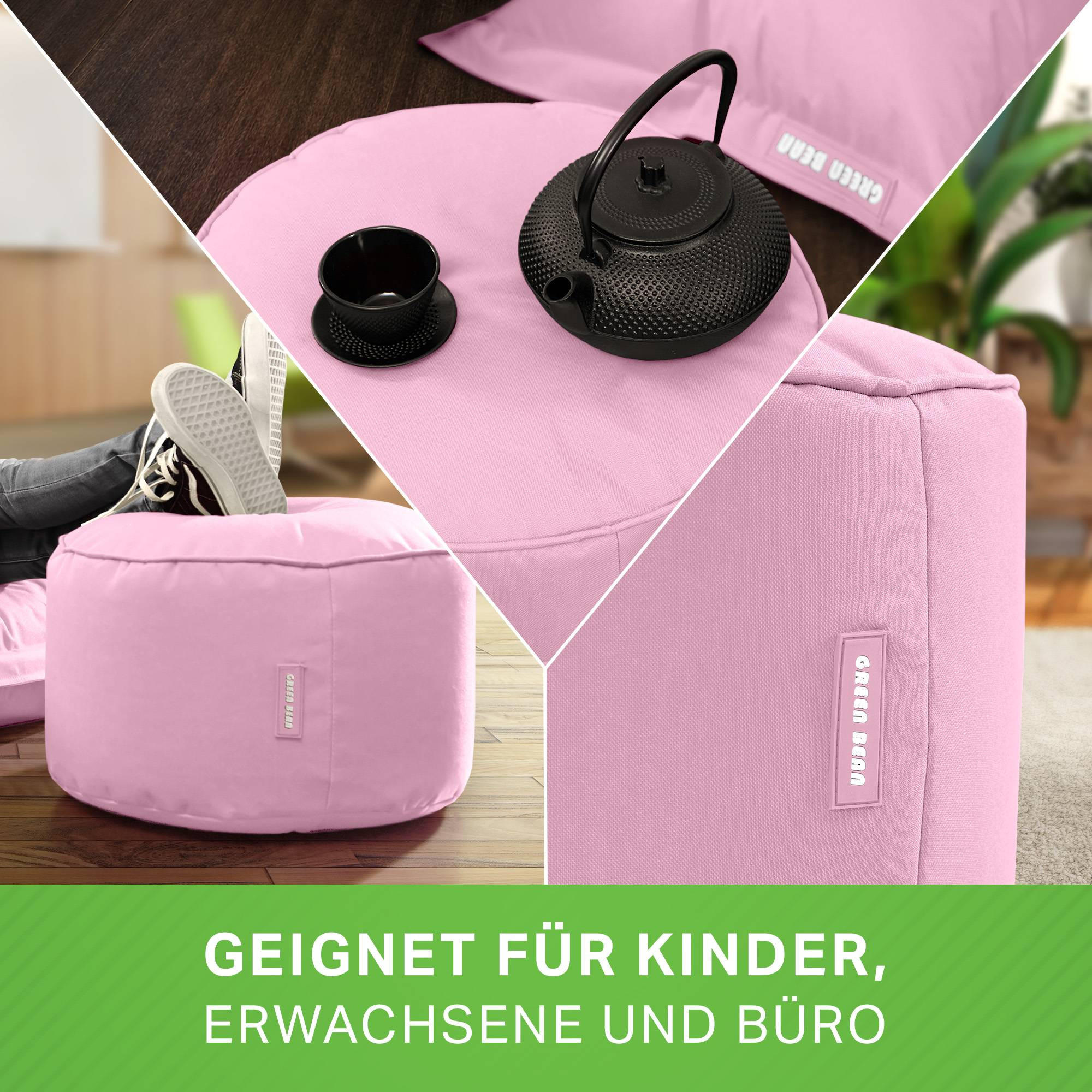 SITZSACK-HOCKER Pouf "Stay" 45x25cm - Rosa, Textil (45/25/45cm) - Green Bean