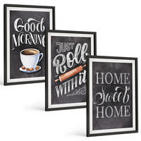 BILDER SET 3er Set - 40x60 cm Schwarzer Rahmen - Motive und Inschriften für die Küche - Schwarz, Kunststoff (40/60cm) - TULUP