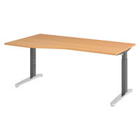 SCHREIBTISCH Serie-XB 100/180/74 cm in Buchefarben/Graphitfarben/Alu poliert - Buchefarben/Silberfarben, Holzwerkstoff (100/180/74cm) - bümö