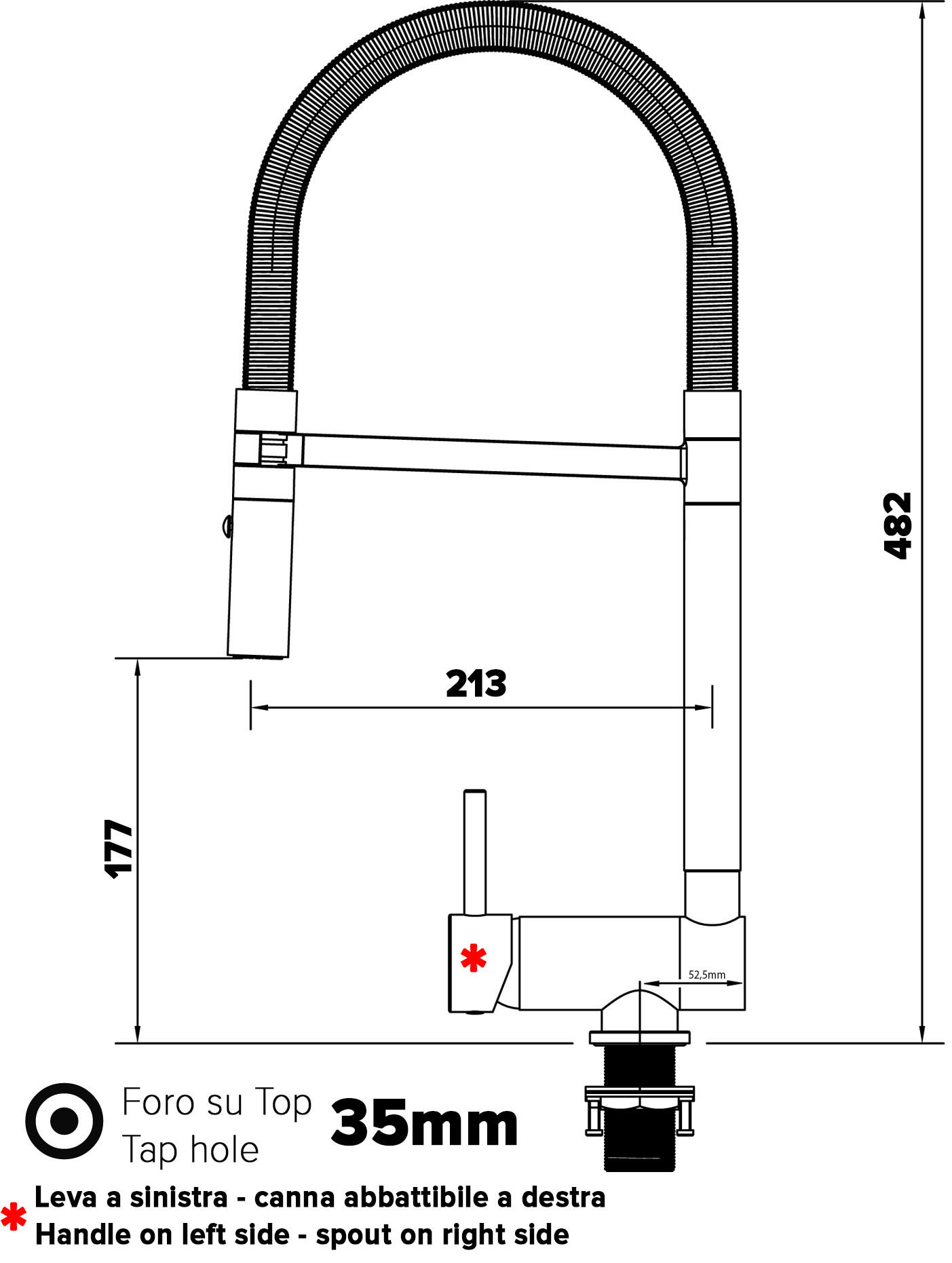 VORFENSTER-KÜCHENARMATUR, Umklappbar 6 CM, Schwarz Matt und Türkis, 2-Strahl-Brause, LINKER HEBEL - Türkis, Metall (21.3/48.2/21.3cm) - VIZIO