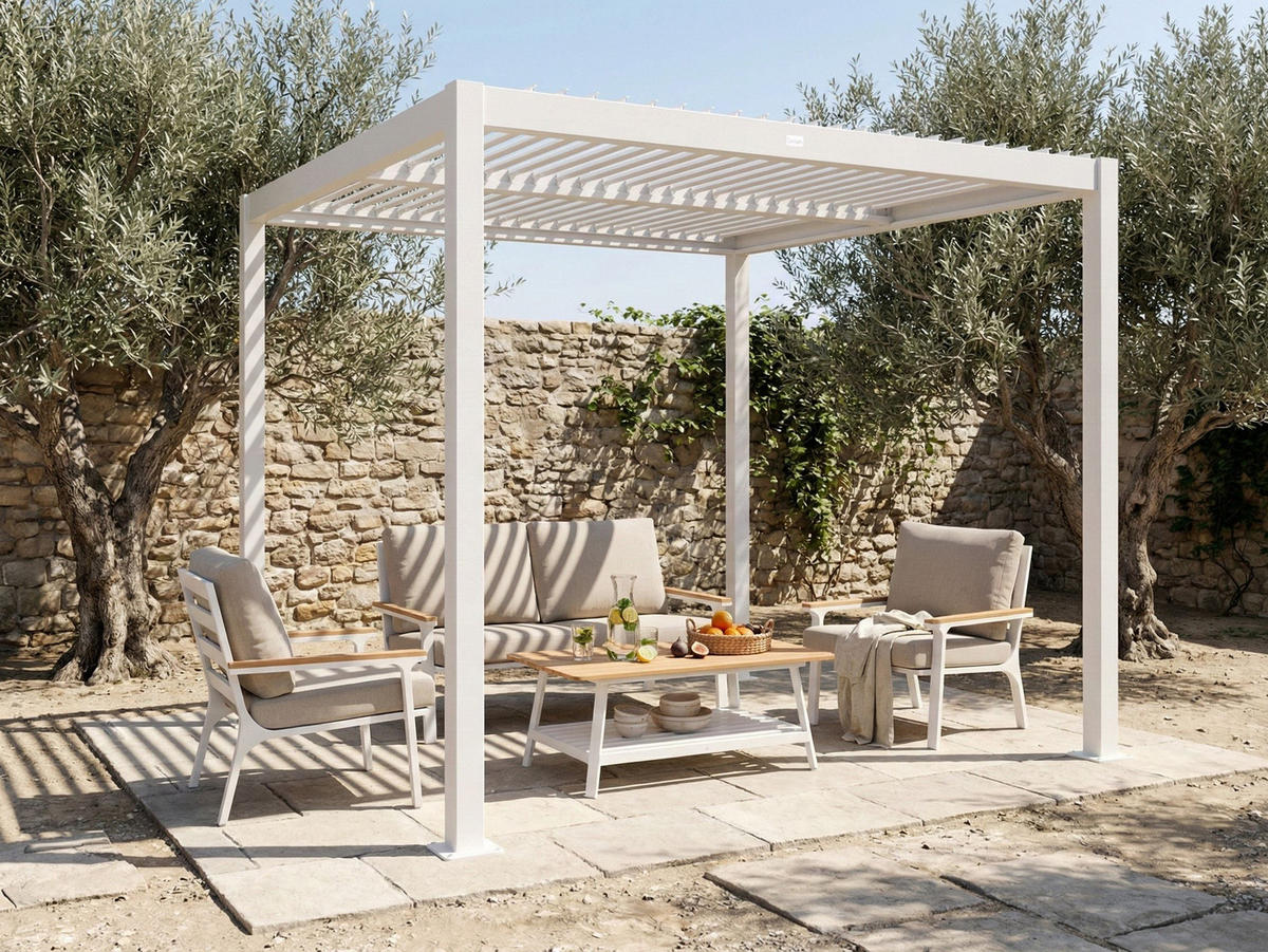 ZAHRADNÍ PERGOLA Bílá Forno II - bílá, kov (296/225/296cm) - Beliani