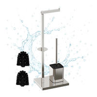 WC-GARNITUR - Silberfarben, Kunststoff/Metall (20/67.5/15.5cm) - Relaxdays