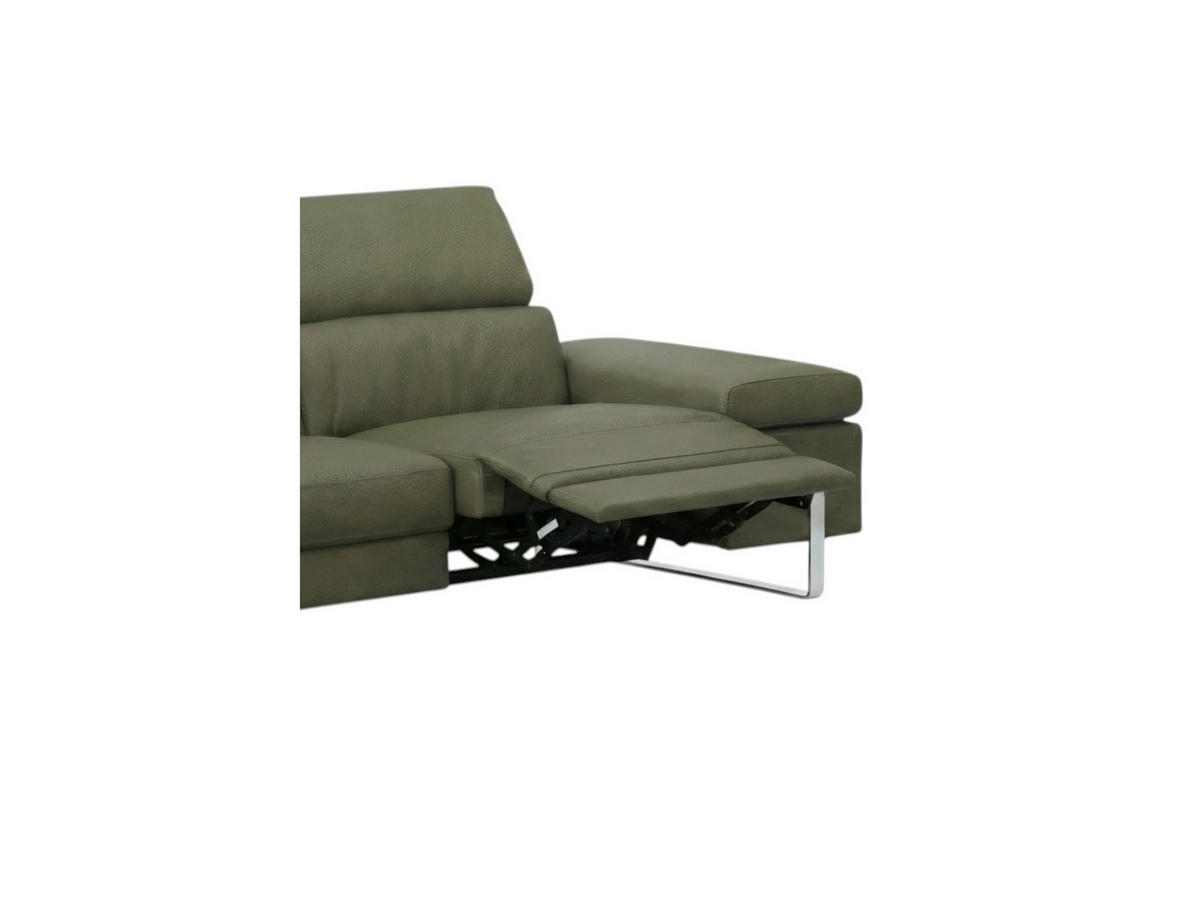 3-SITZER Sofa Opera Echtleder mit 2 x Relaxfunktion Olivgrün - Olivgrün, Leder/Metall (223/75/109cm)