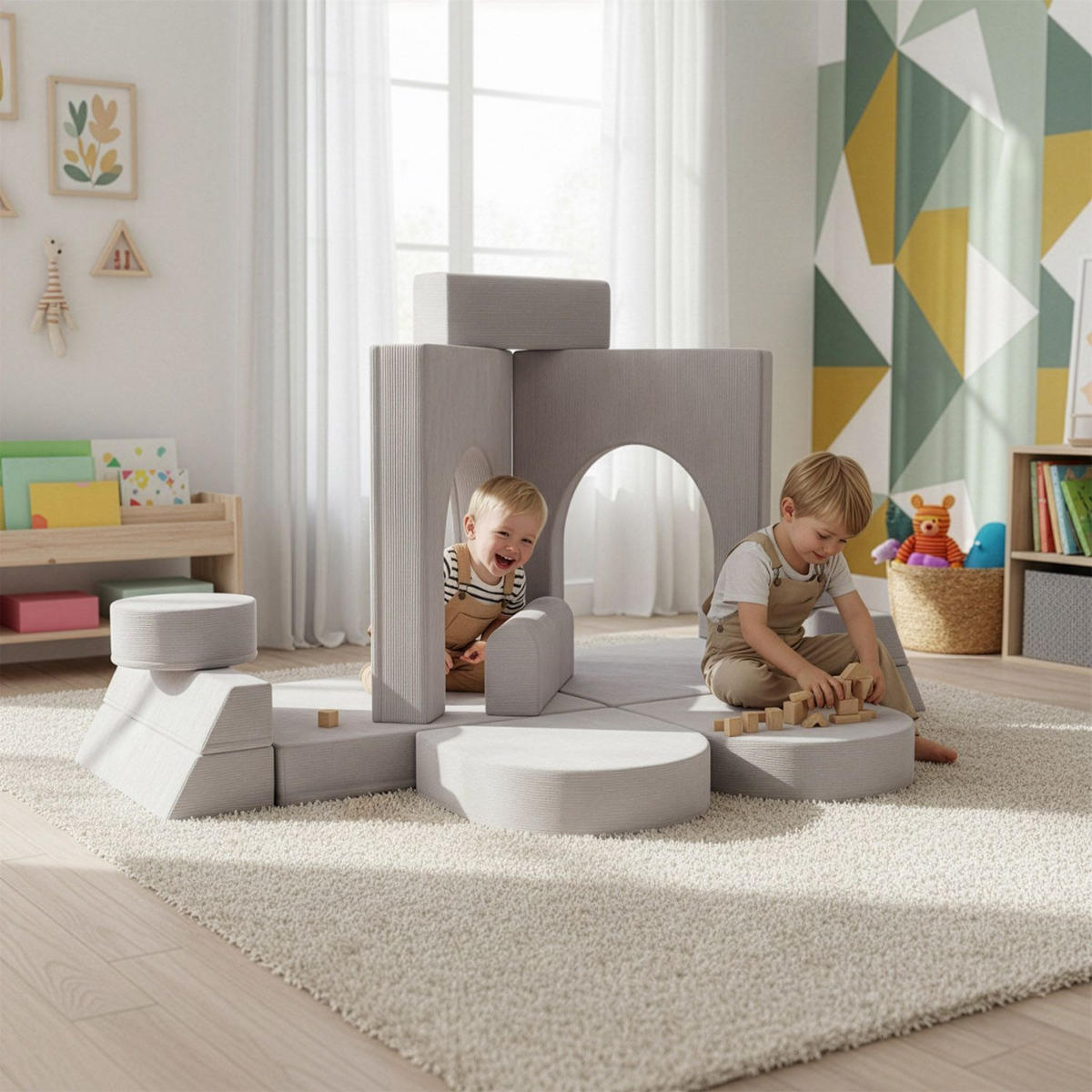 KINDERSOFA Kayo cord beige - Beige, Textil (150/50/75cm) - Juskys