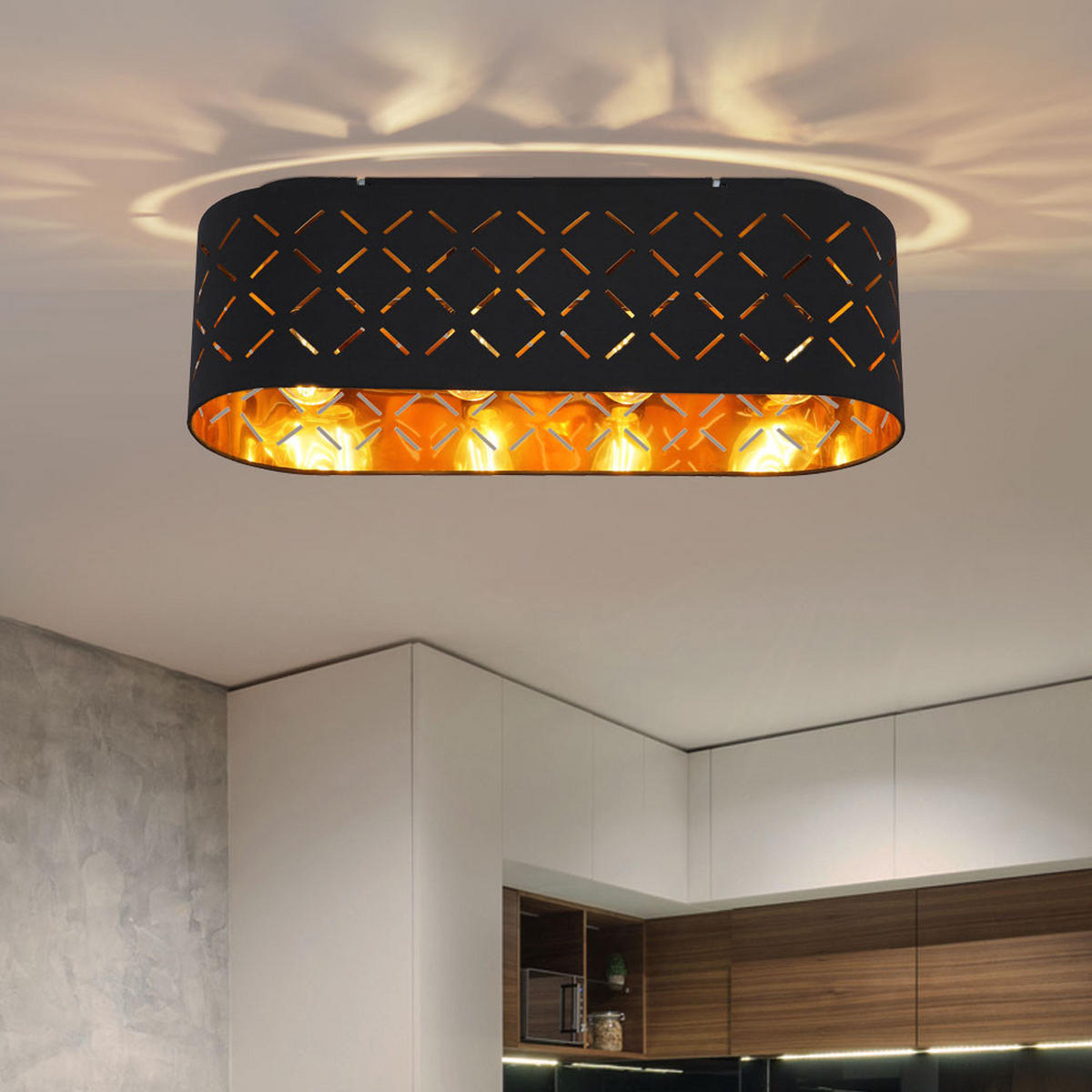 DECKENLEUCHTE Clarke Metall Schwarz - Schwarz, Metall (60/20/18cm) - Globo Lighting