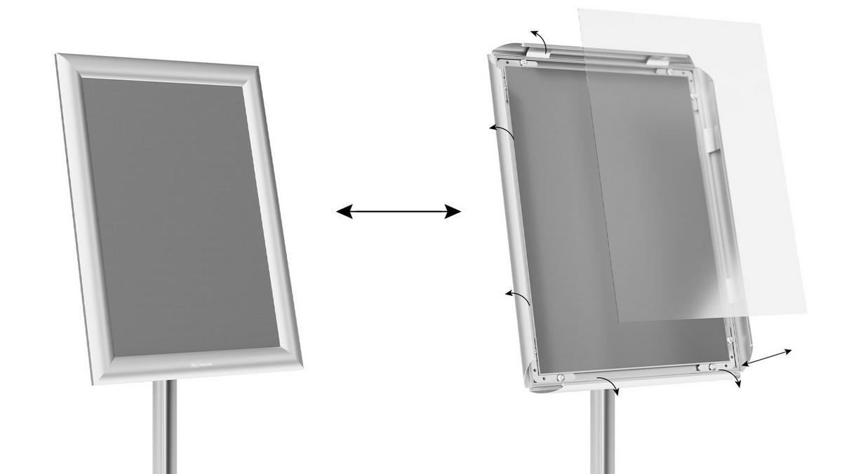 INFORMATIONSSTÄNDER A4, mit Aluminiumrahmen - Weiß, Metall (24/24/108cm) - ALLboards