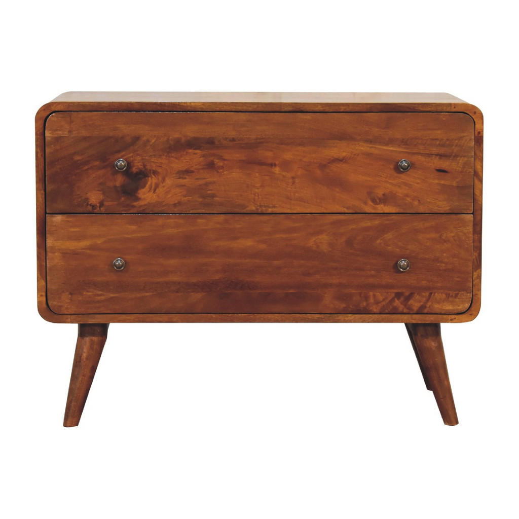 Artisan Furniture MOBILNÍ NÁBYTEK v kaštanovém provedení, 4 zásuvky, 2 otevřené police, nohy v severském stylu