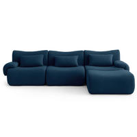 ECKSOFA Bouclé-Stoff Tiefblau - Blau, Textil (281/190cm) - MILYsofa