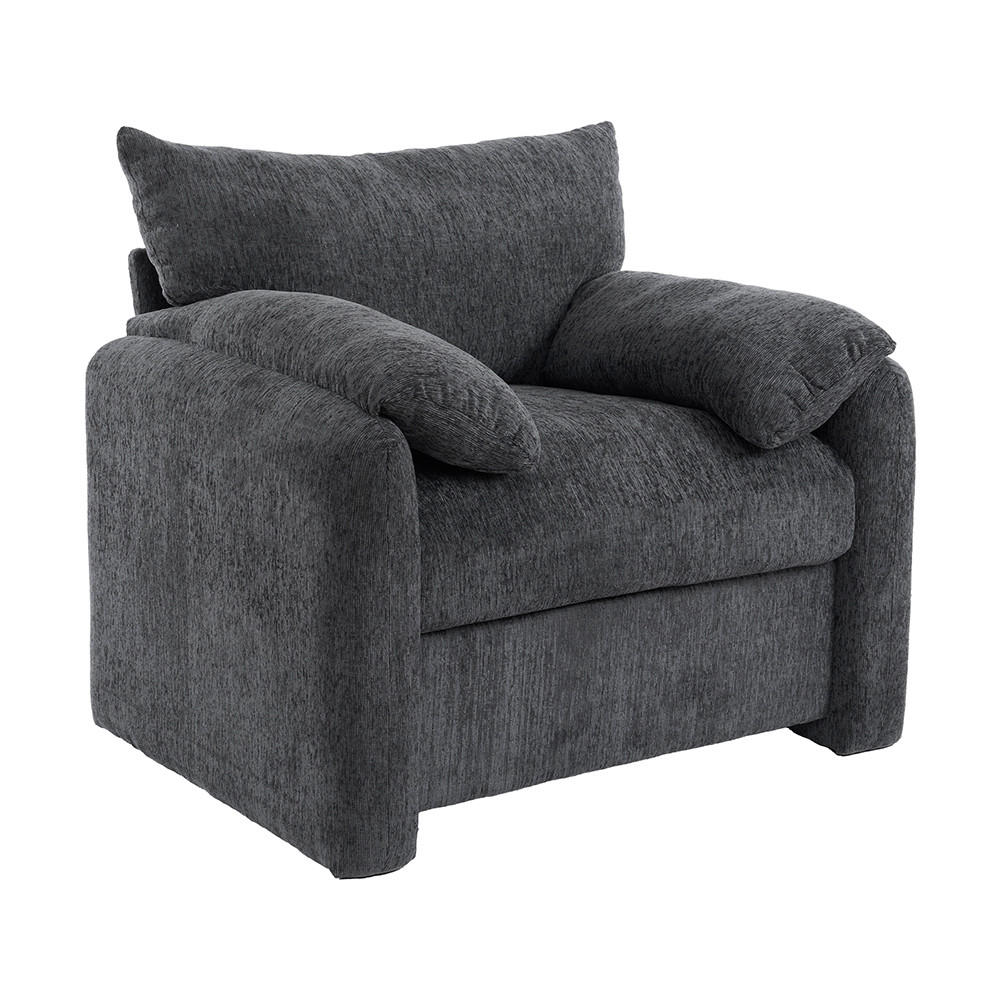 EINZELSOFA in Grau Chenille-Stoff - Grau, Kunststoff/Textil (82/84/96cm) - KOMHTOM