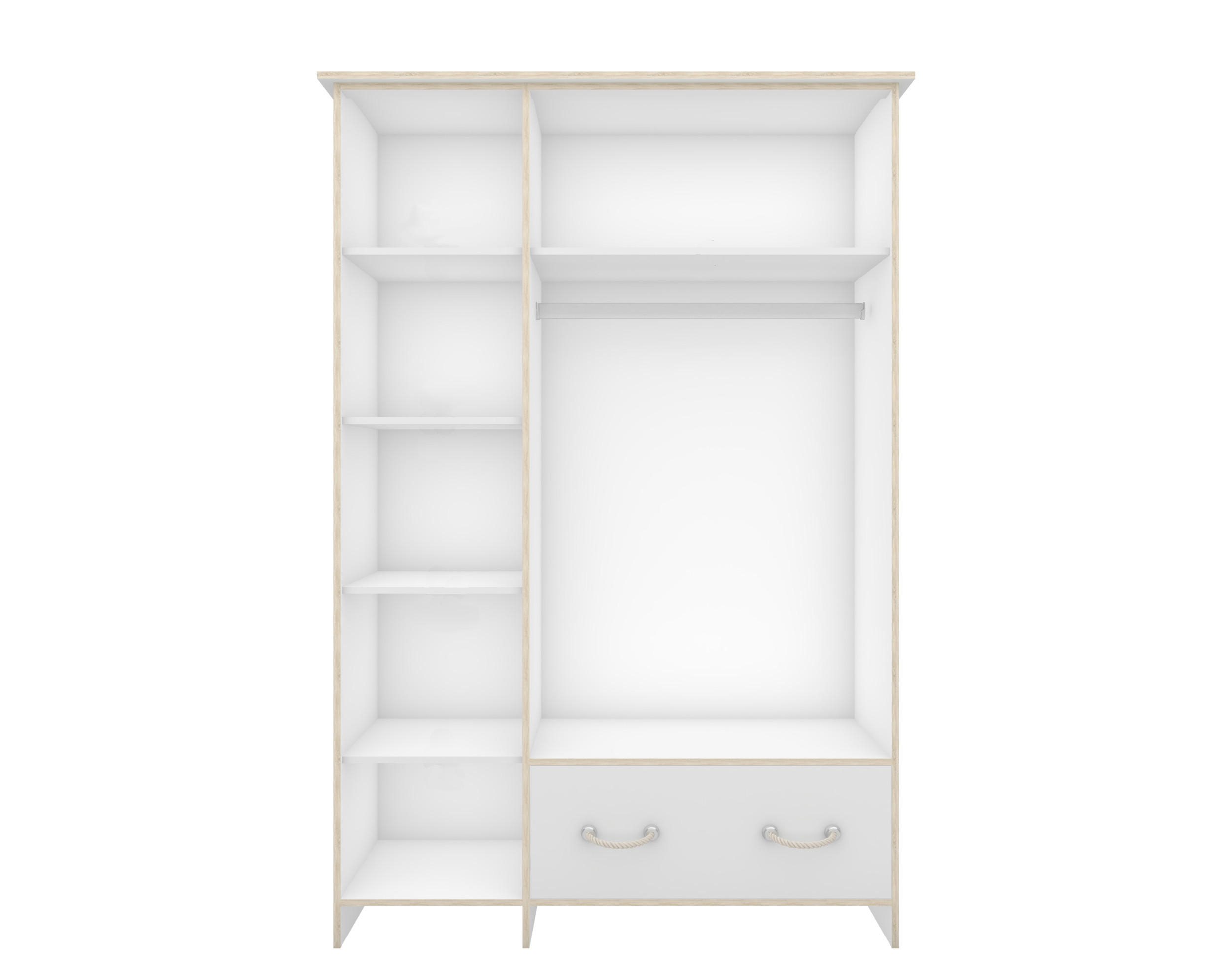 DREHTÜRENSCHRANK - Schrank Perseus 3D - Weiß, Holzwerkstoff (133/200/50cm) - Möblo