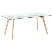 ESSTISCH Glas 180/90 cm Hudson - Hellbraun/Transparent, Glas (90/180/75cm) - Beliani