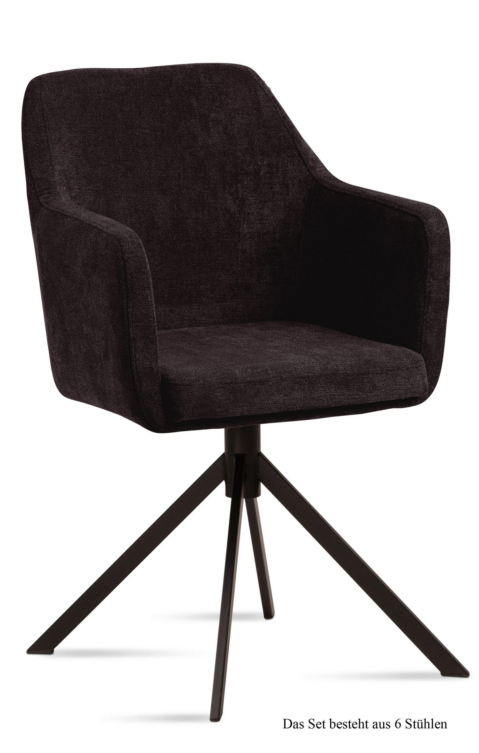 ARMLEHNSTUHL (6er-Set) Dulcy 57x87x60 Schwarz/Espresso - Dunkelbraun/Schwarz, Kunststoff (60/87/57cm) - 58aufmkessel