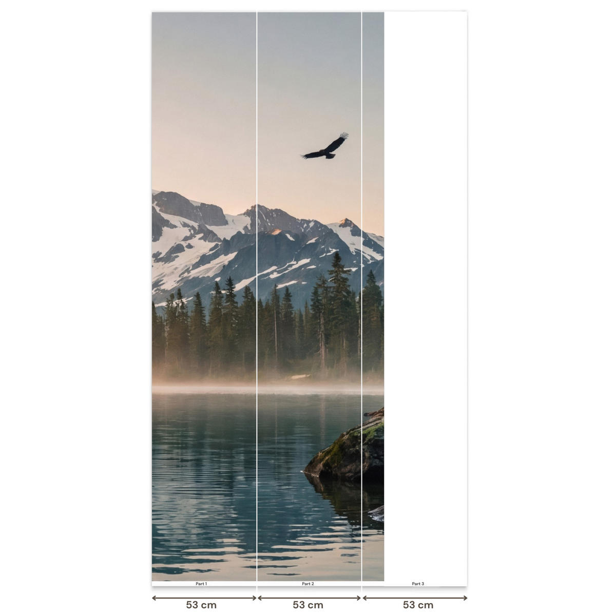 TAPETE - Berge - Wasser - Bäume - 120x280 cm - Multicolor, Papier (120/280cm) - OnlyWow