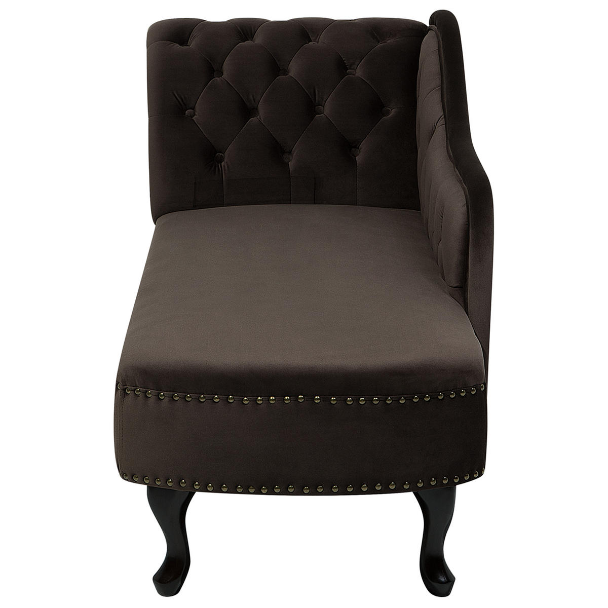 CHAISELONGUE Samtstoff dunkelbraun linksseitig Nimes - Schwarz/Braun, Textil (170/79/61cm) - Beliani