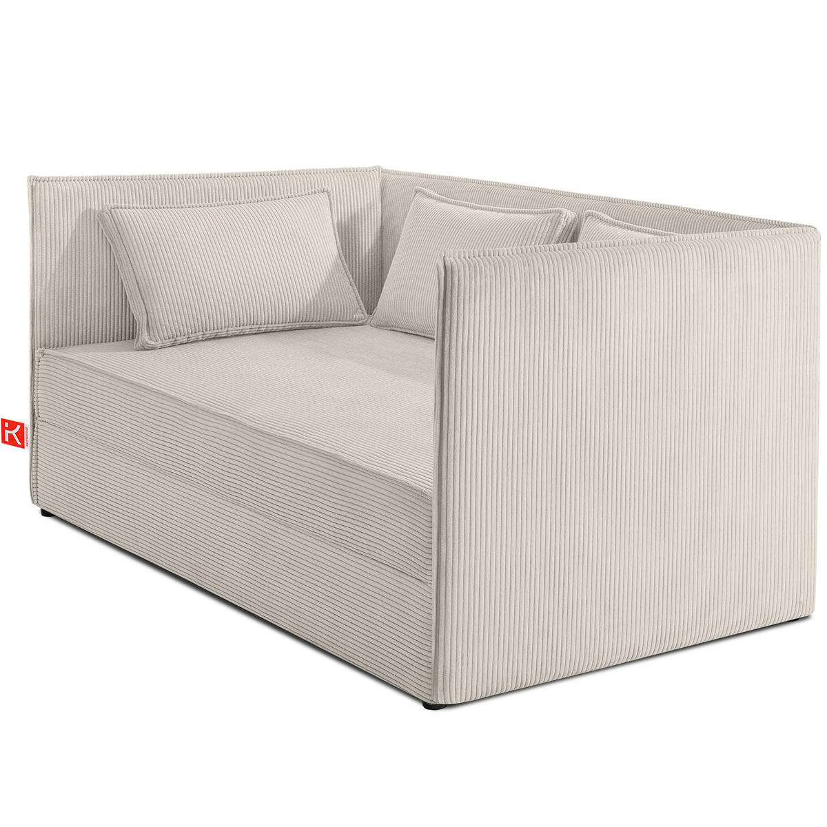 JUGENDBETT ROTI Einzelbett mit Bettkasten, 90x200cm, Bett mit Bonellmatratze, mit Rückenlehne - Creme/Schwarz, Holz/Holzwerkstoff (92/200cm) - KONSIMO®
