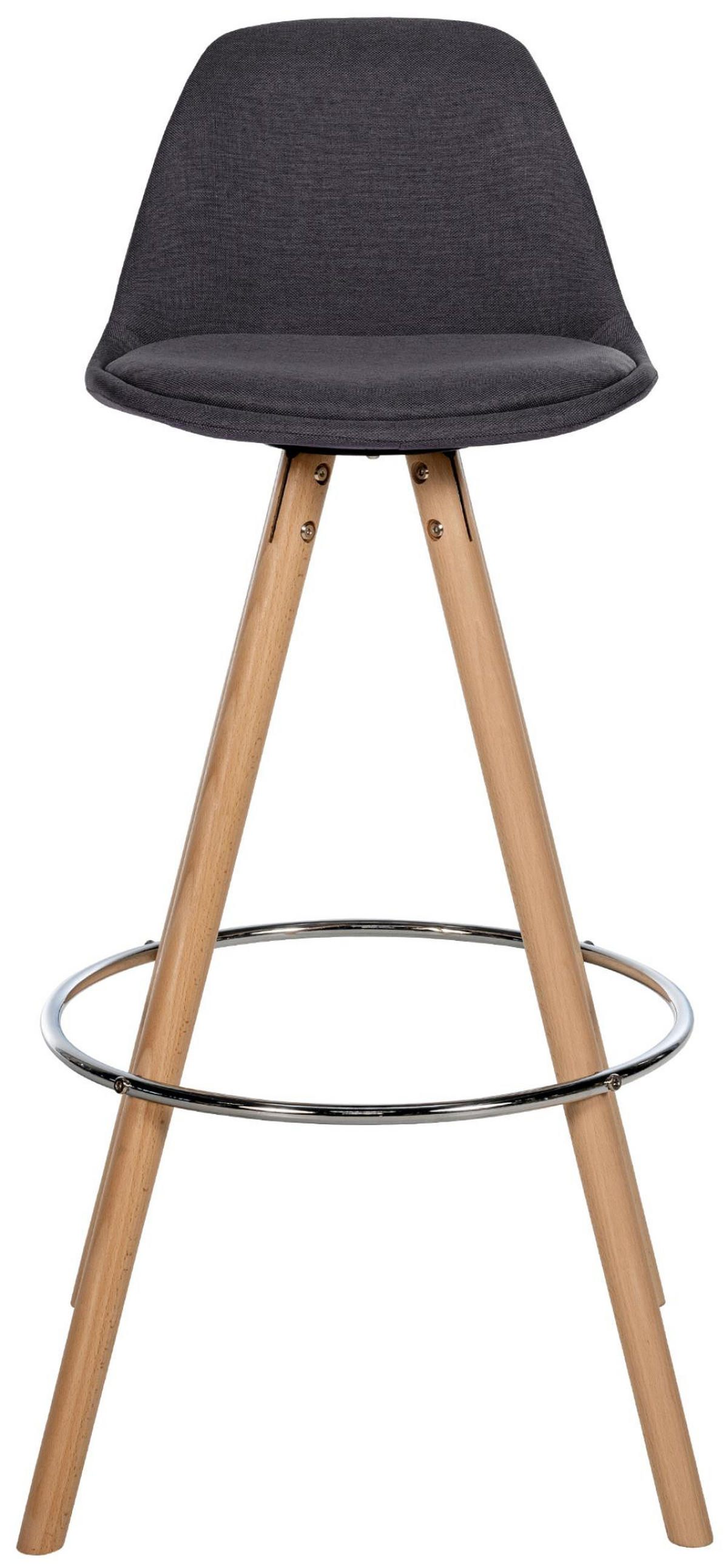 BARHOCKER Stoff dunkelgrau - Eukalyptusholzfarben/Dunkelgrau, Holz/Textil (38/99/44cm) - CLP
