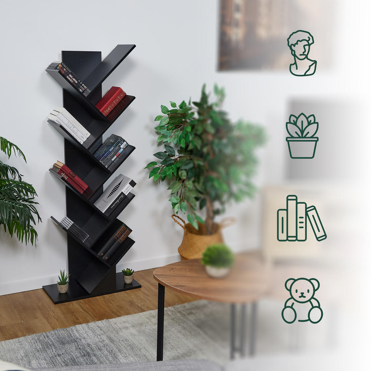 BÜCHERREGAL - Schwarz, Holzwerkstoff (51/138/25cm) - Relaxdays