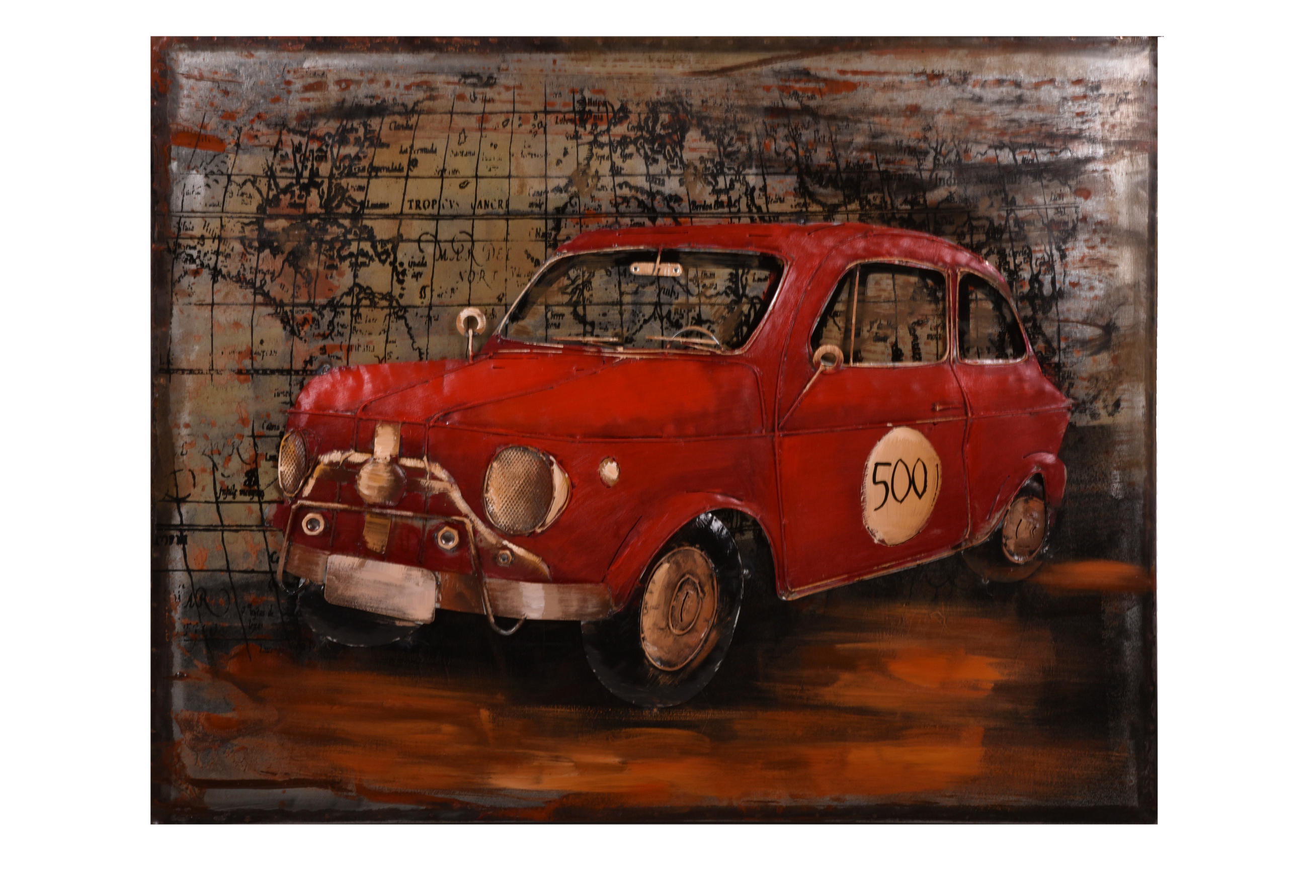 3D-METALLBILD rotes Auto Stahl Bunt 7x80x100cm - Multicolor, Metall (80/7cm) - DELUKE