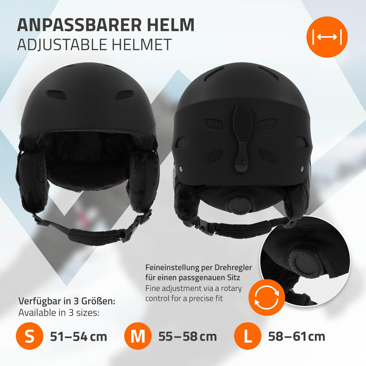 LYŽAŘSKÁ PŘILBA pro muže a ženy, robustní snowboardová přilba, černá, velikost L, 58–61 cm - černá, plast (30/24cm) - ECD-Germany