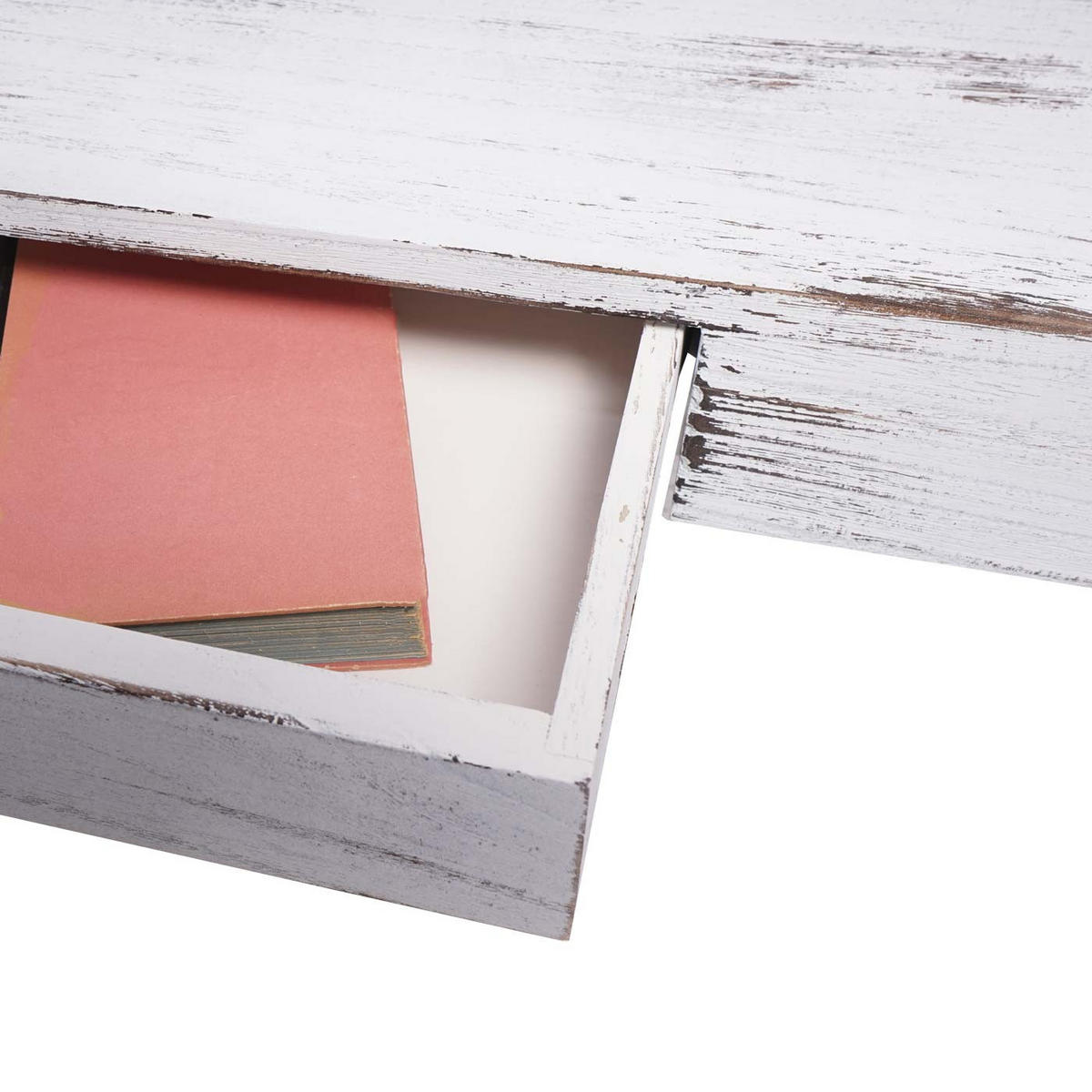 WANDREGAL 8x80x25cm Schublade Massiv-Holz Weiß Schweberegal - Creme, Holz (80/8/25cm) - BERLINLODGE